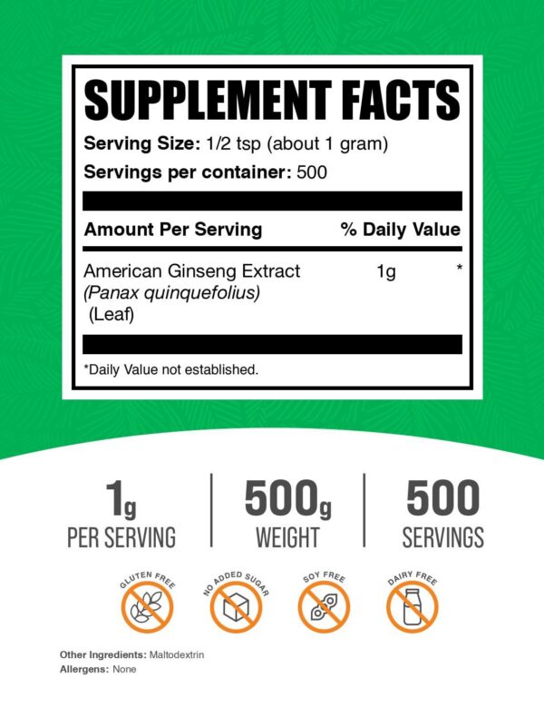 Etiqueta suplemento ginseng americano BulkSupplements