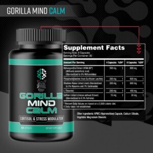 Version 1.0.0 Etiqueta suplemento Gorilla Mind Calm para control de cortisol