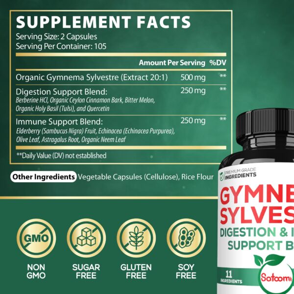 Etiqueta suplemento Gymnema Satoomi ingredientes