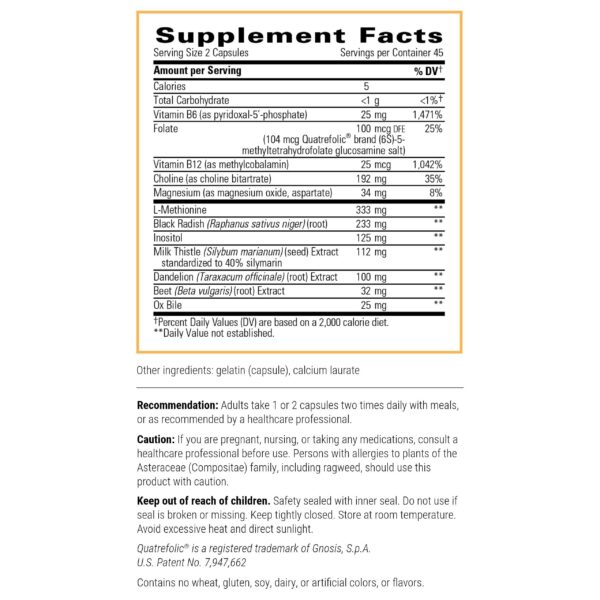Etiqueta suplemento hepático 90 cápsulas sin gluten