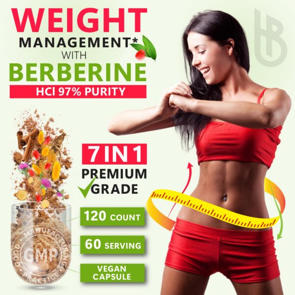 Etiqueta de suplemento natural Herbpy 7 en 1 berberina y canela