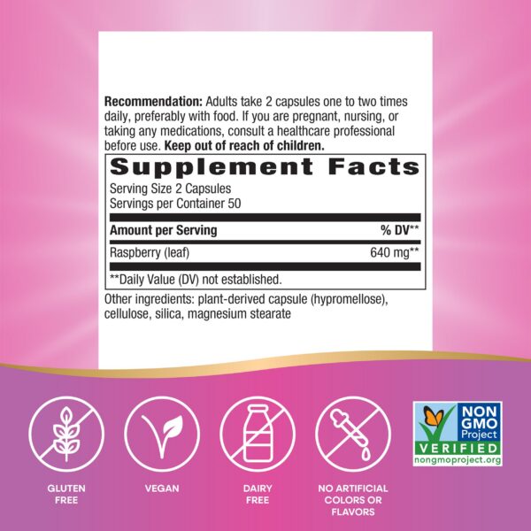 Version 1.0.0 Etiqueta suplemento hoja de frambuesa para salud femenina