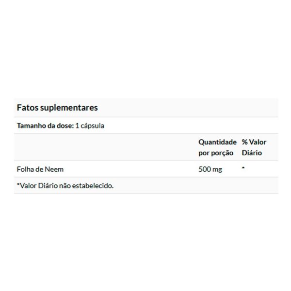 Etiqueta del suplemento de hoja de neem Swanson 500 mg
