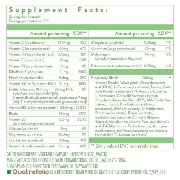 Etiqueta suplemento Holistic Health multivitamínico