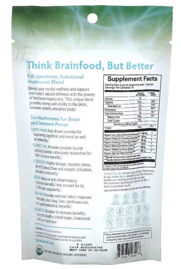 Version 1.0.0 Etiqueta suplemento hongos inteligentes BRAINMD Dr Amen