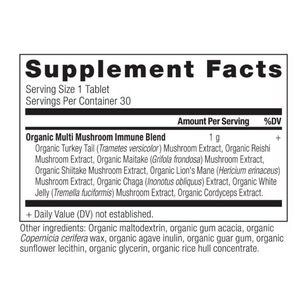 Etiqueta frontal del suplemento de hongos orgánicos Ancient Nutrition