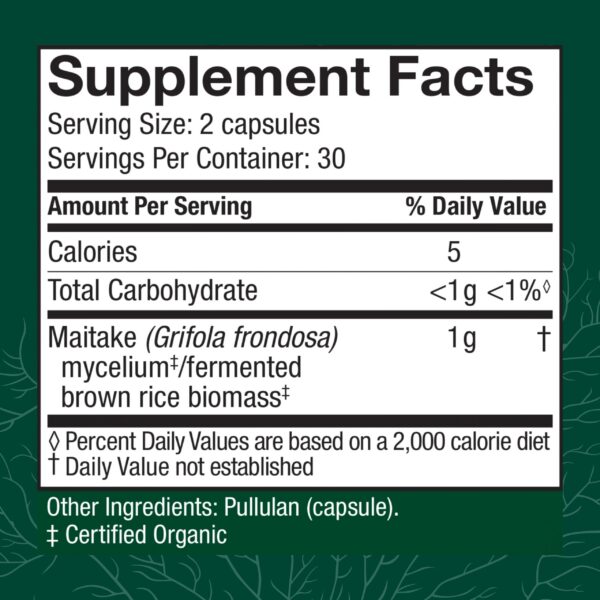Etiqueta suplemento Host Defense Maitake salud celular
