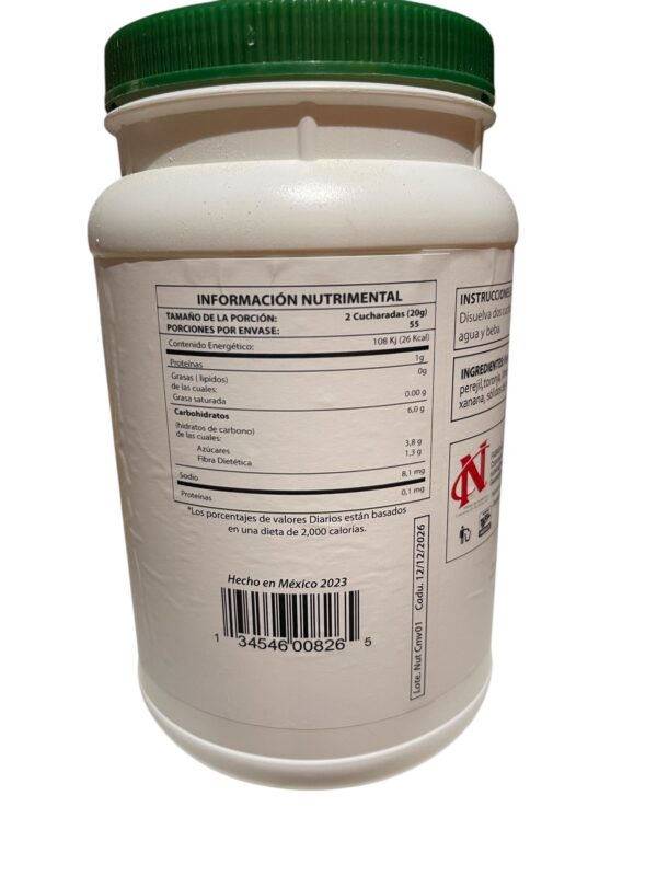 Etiqueta suplemento Hugo Verde ingredientes naturales