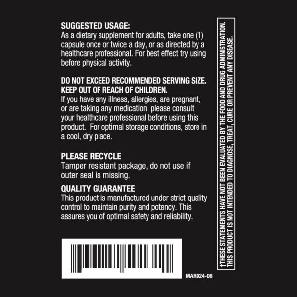 Etiqueta del suplemento Invite Health té verde y té negro
