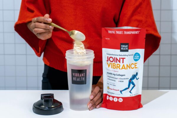 Etiqueta del suplemento joint vibrance para articulaciones