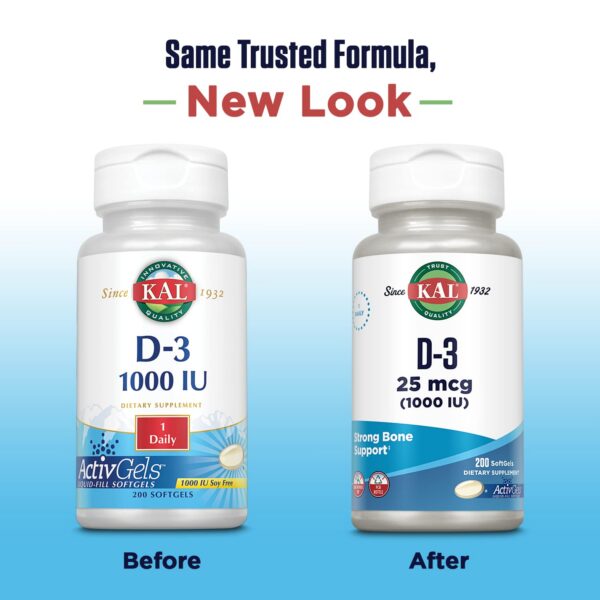 Etiqueta suplemento kal vitamina d3 1000 ui softgels líquido