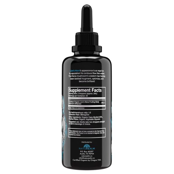 Presentación botella tintura melena de león para memoria y enfoque