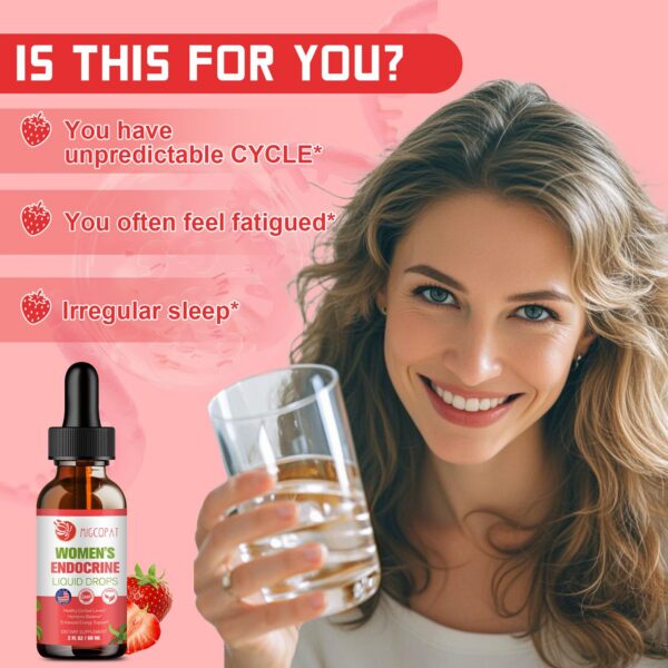 Etiqueta del suplemento líquido Migcopat para balance hormonal