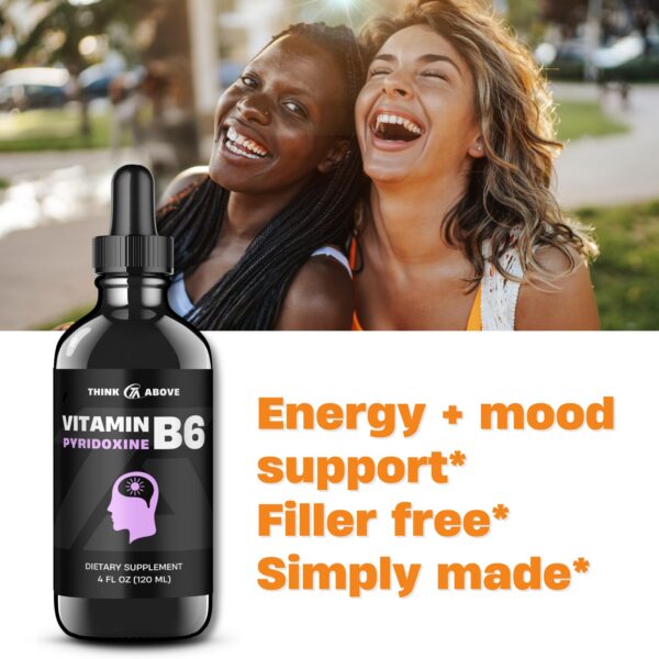 Etiqueta del suplemento líquido Vitamina B6 Think Above