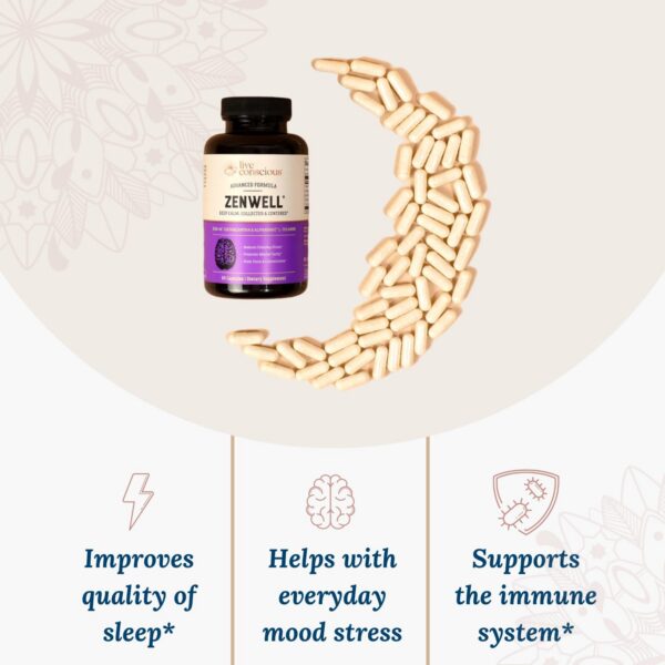 Version 1.0.0 Etiqueta suplemento Live Conscious KSM-66 Ashwagandha y L-Teanina