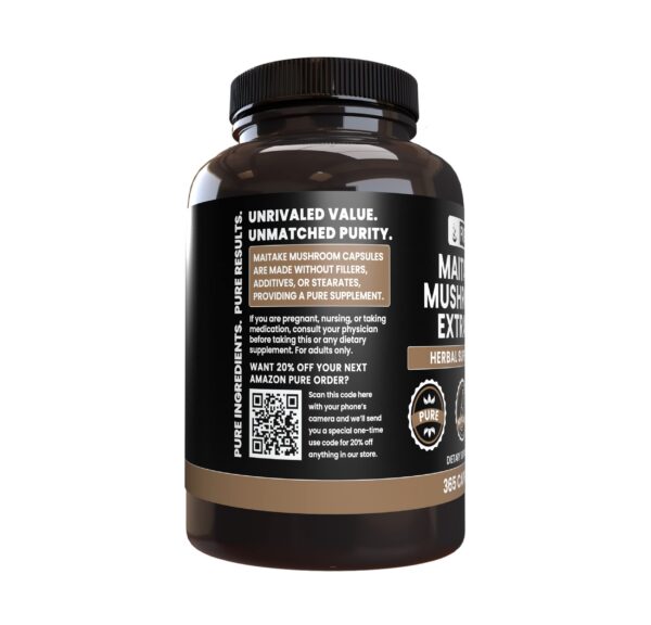 Version 1.0.0 Etiqueta con información del suplemento Maitake Pure Original