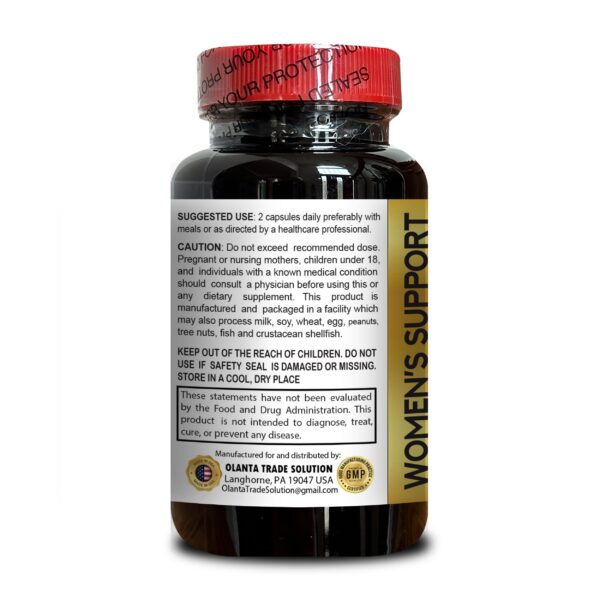 Envase frontal suplemento hormonal OLANTA TRADE SOLUTION para mujeres