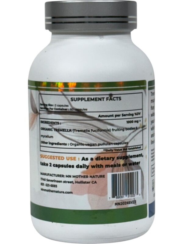 Etiqueta suplemento MN Mother Nature Tremella 1000mg