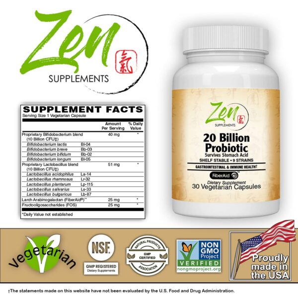 Version 1.0.0 Etiqueta del suplemento Multi-Probiótico Zen Supplements 9 cepas