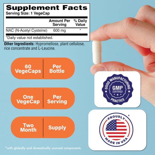 Etiqueta del suplemento NAC Health Thru Nutrition