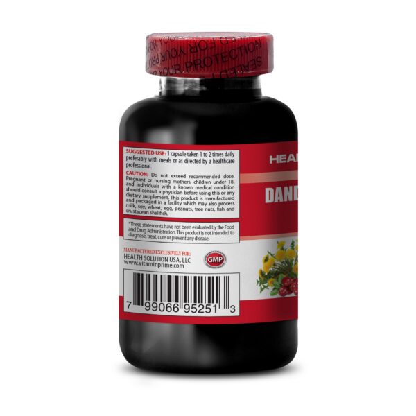 Version 1.0.0 etiqueta suplemento natural diente de león y antioxidantes