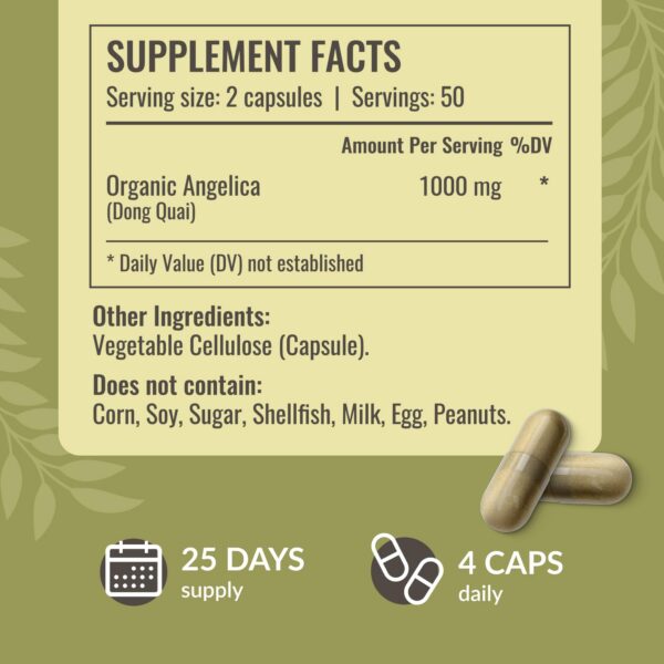 Etiqueta suplemento natural Dong Quai raí z de angelica Herbamama