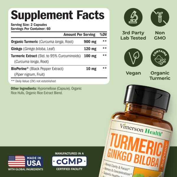 Etiqueta del suplemento natural con ingredientes activos para memoria