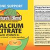 Etiqueta del suplemento Nature's Blend calcio D3