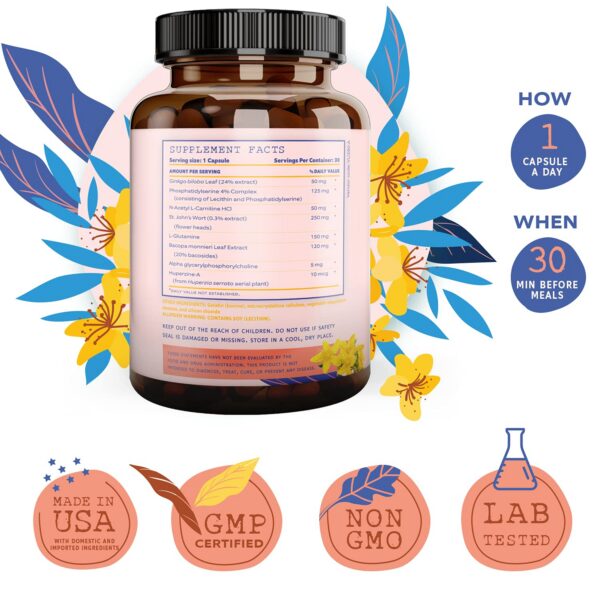 Version 1.0.0 Etiqueta suplemento nootrópico NutraTemple enfocado en memoria