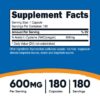Etiqueta frontal del suplemento Nutricost NAC 600mg 180 cápsulas