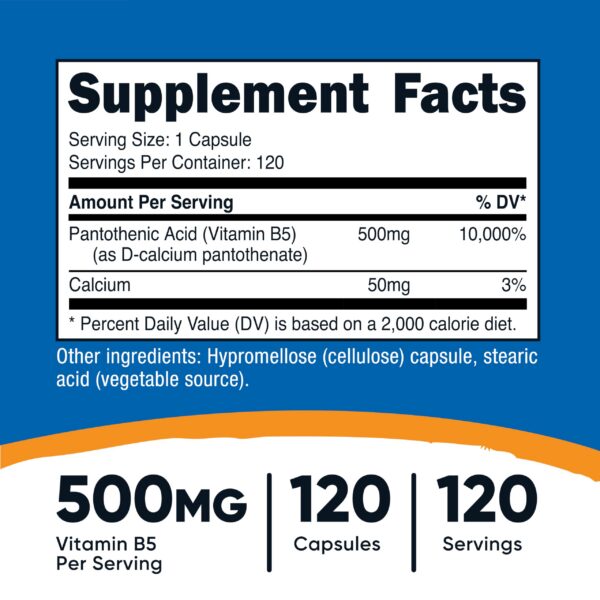 Version 1.0.0 Etiqueta suplemento Nutricost vitamina B5 ácido pantoténico