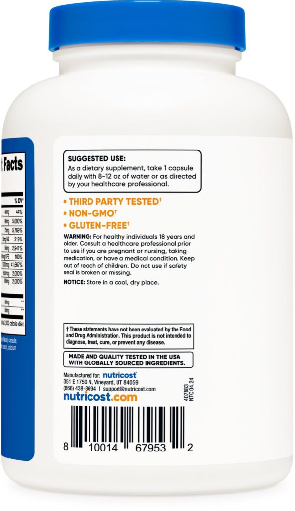 Etiqueta suplemento Nutricost vitaminas B