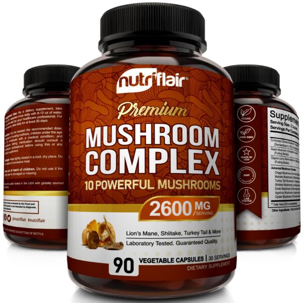 Version 1.0.0 Etiqueta suplemento NutriFlair mezcla de hongos 2600mg