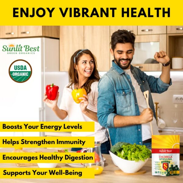 Version 1.0.0 Etiqueta suplemento orgánico Sunlit chlorella y spirulina