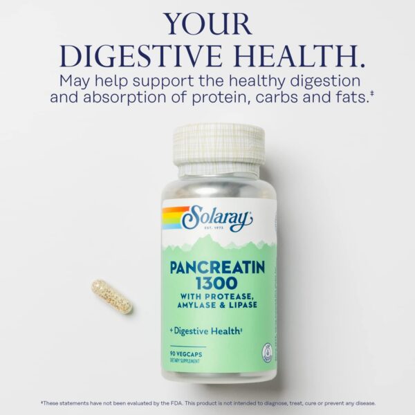 Etiqueta de suplemento pancreatina 1300 mg SOLARAY