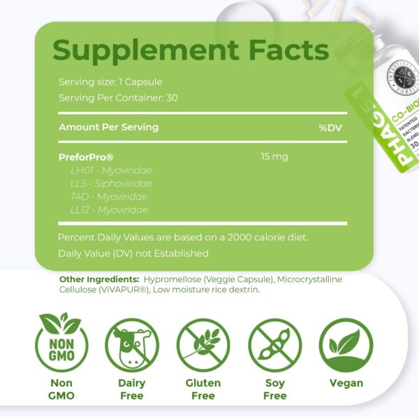 Etiqueta suplemento Phage 1 salud intestinal