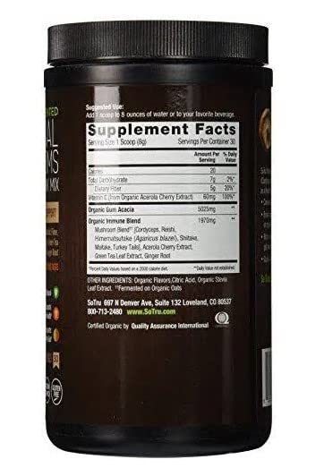 Etiqueta suplemento polvo hongos cordyceps y reishi