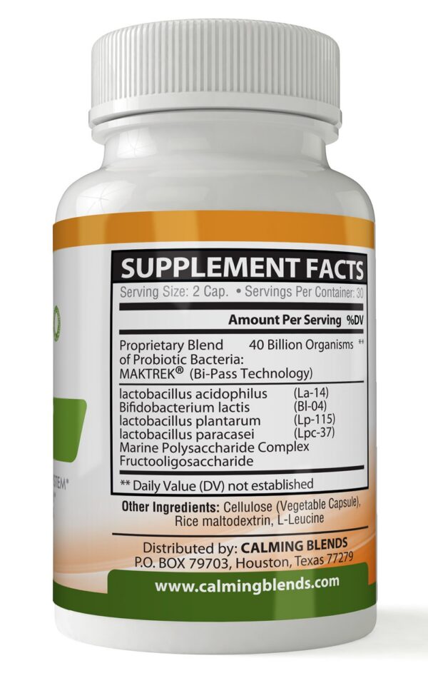 Version 1.0.0 Etiqueta del suplemento probiótico Calming Blends