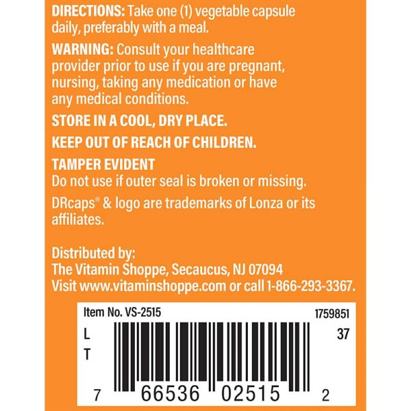 Etiqueta del suplemento probiótico The Vitamin Shoppe