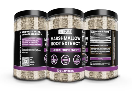 Etiqueta del suplemento de raíz de malvavisco puro