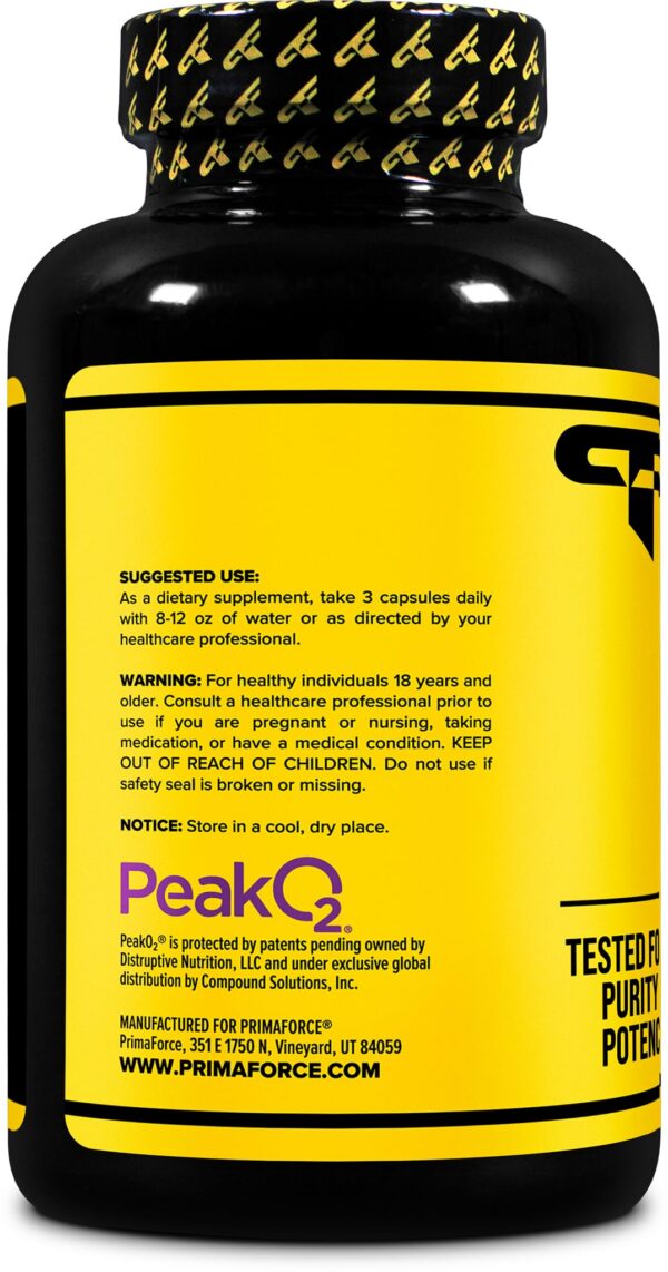 Etiqueta suplemento rendimiento Peak O2 Primaforce