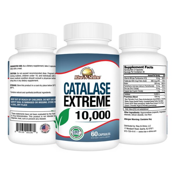 Etiqueta suplemento Rise-N-Shine Catalase Extreme 10,000