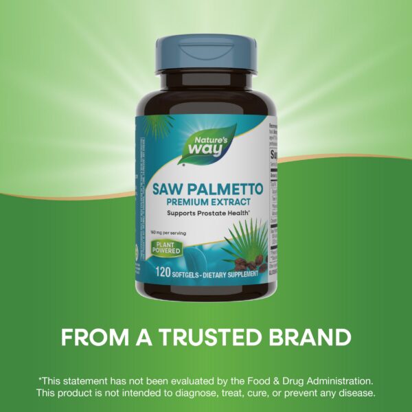 Etiqueta del suplemento Saw Palmetto 160mg Nature's Way prostática
