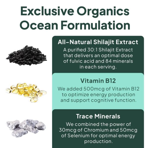 Etiqueta del suplemento shilajit Organics Ocean