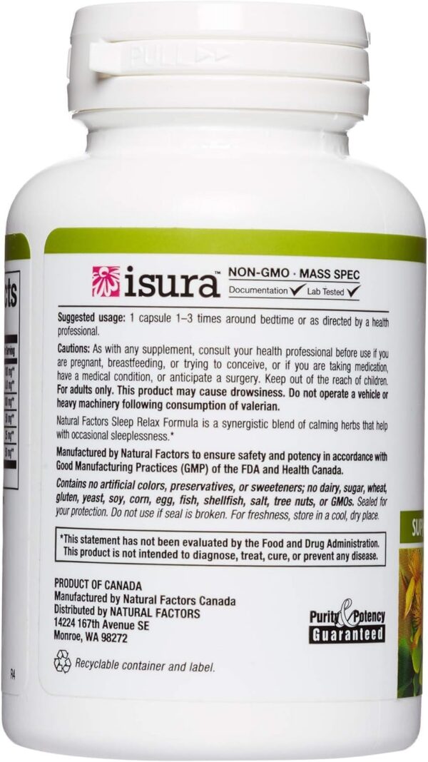 Etiqueta suplemento sueño Herbal Factors con valeriana