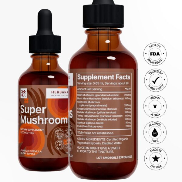 Etiqueta suplemento super mushrooms extracto de hongos 8 en 1
