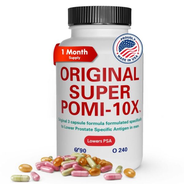 Etiqueta suplemento Super POMI 10X apoyo próstata