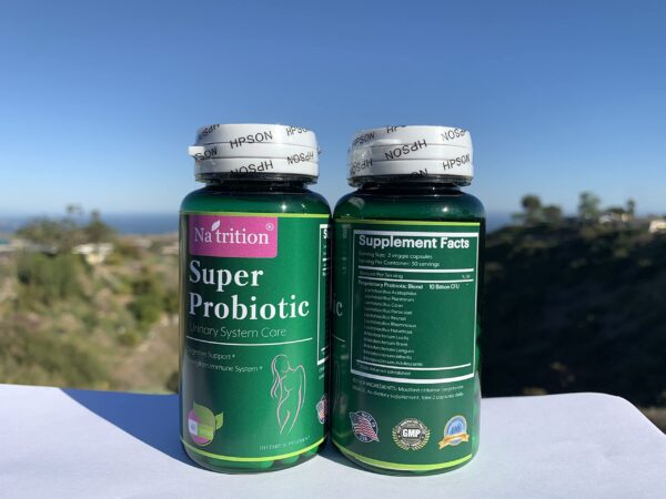 Etiqueta suplemento super probióticos salud femenina y masculina