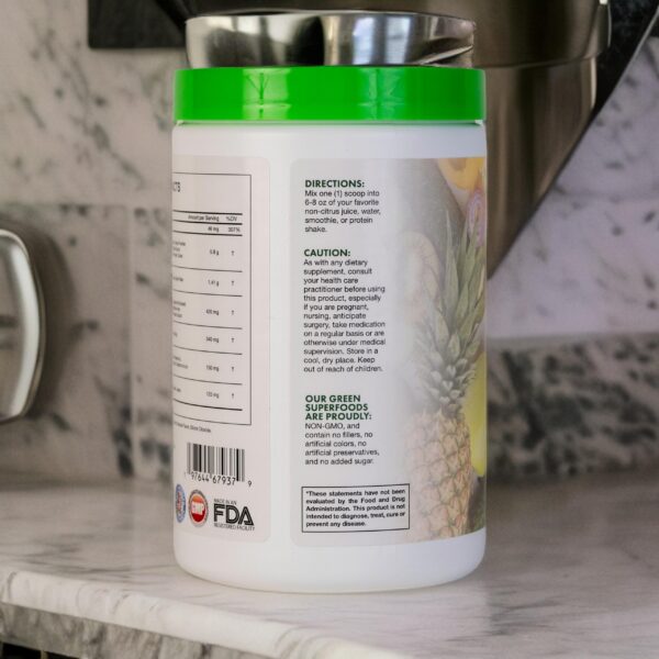 Etiqueta del suplemento superalimentos verdes Nutrihealth