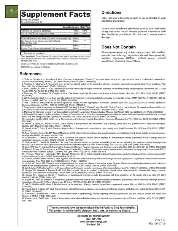 Version 1.0.0 etiqueta suplemento Synergy Prostate Plus salud masculina